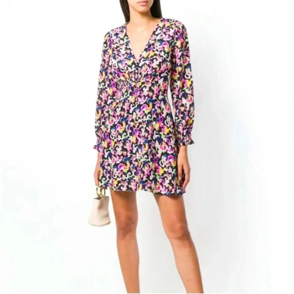 Saloni Eve Hot House Mirage silk mini dress